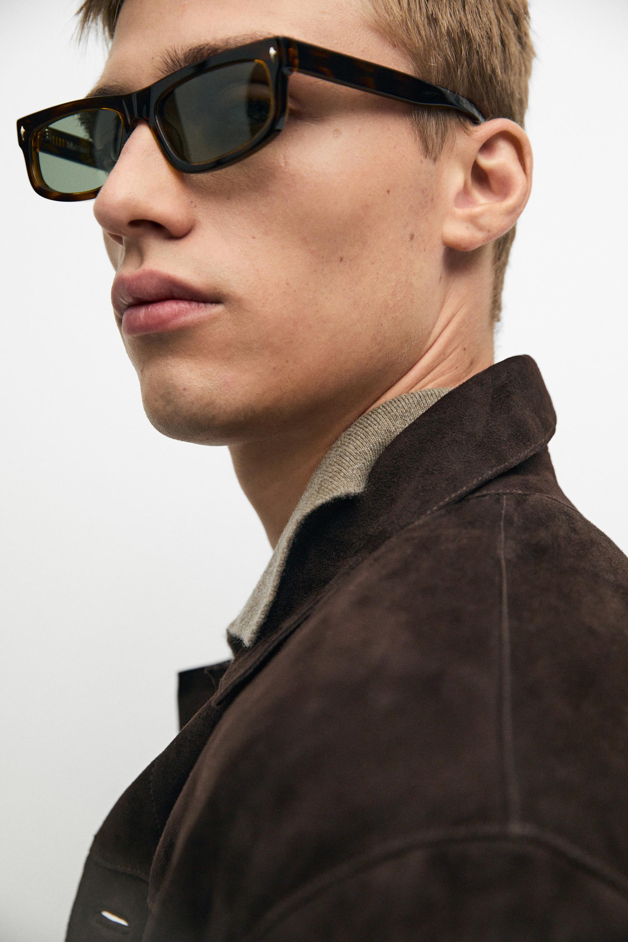 Suede leather pocket overshirt